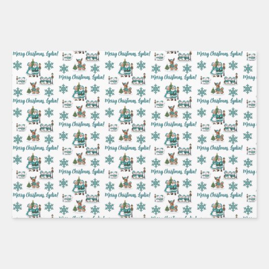 Personalized Christmas Carol Wrapping Paper Sheets Geschenkpapier Set (Vorderseite 2)