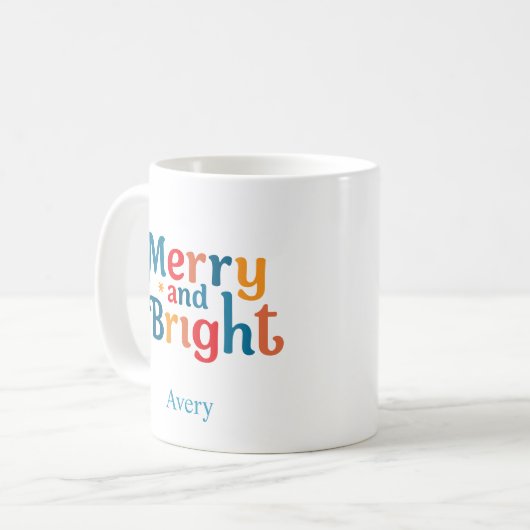 Personalized Christmas Colorful merry and bright Kaffeetasse (Vorderseite Links)