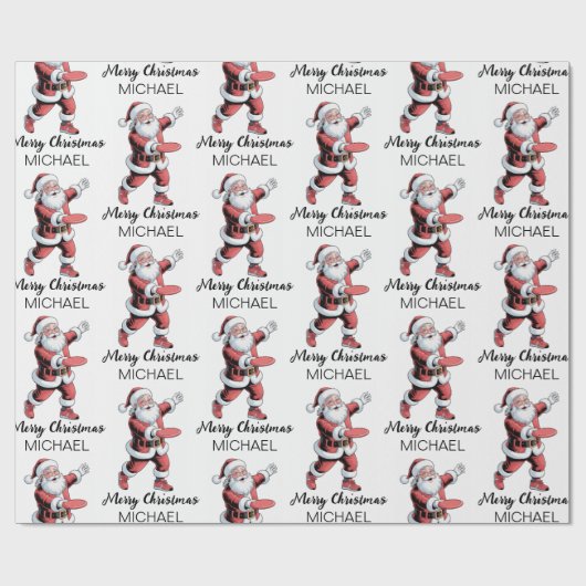 Personalized Christmas Disc Golf Santa Claus Geschenkpapier (Flach)