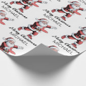 Personalized Christmas Disc Golf Santa Claus Geschenkpapier (Ecke)