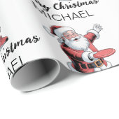 Personalized Christmas Disc Golf Santa Claus Geschenkpapier (Rolleneckpunkt)