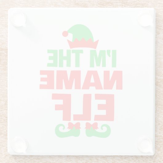 Personalized Christmas Elf Glasuntersetzer (Rückseite)