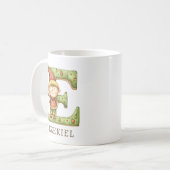 Personalized Christmas Elf Initial E Monogram Kaffeetasse (Vorderseite Links)