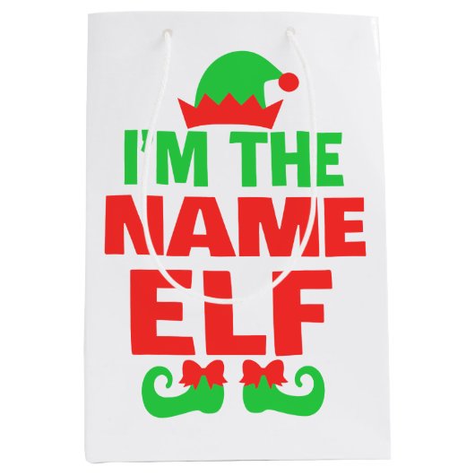 Personalized Christmas Elf Mittlere Geschenktüte (Vorderseite)