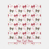 Personalized Christmas Fleece Blanket With Bows (Vorderseite)