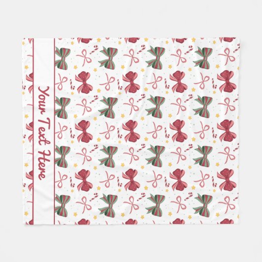 Personalized Christmas Fleece Blanket With Bows (Vorderseite (Horizontal))