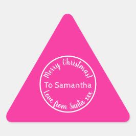 Personalized Christmas from Santa Hot Pink Dreieckiger Aufkleber