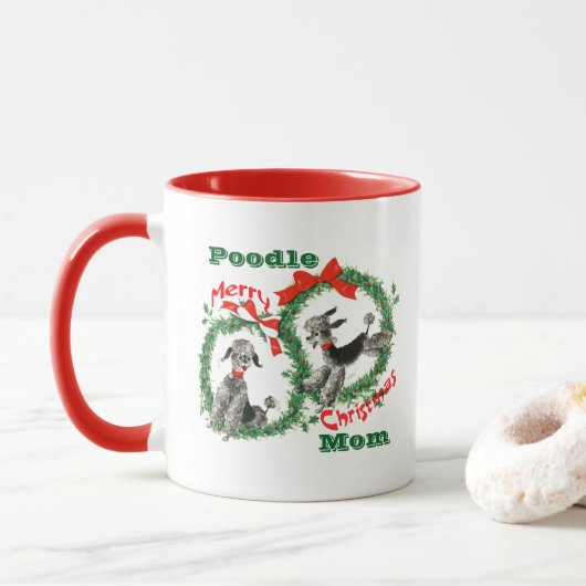Personalized Christmas Gift for Poodle Dog Owner Tasse (Mit Donut)