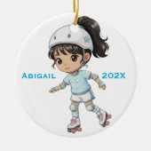 Personalized Christmas Girl Roller Skating Keramik Ornament (Vorne)