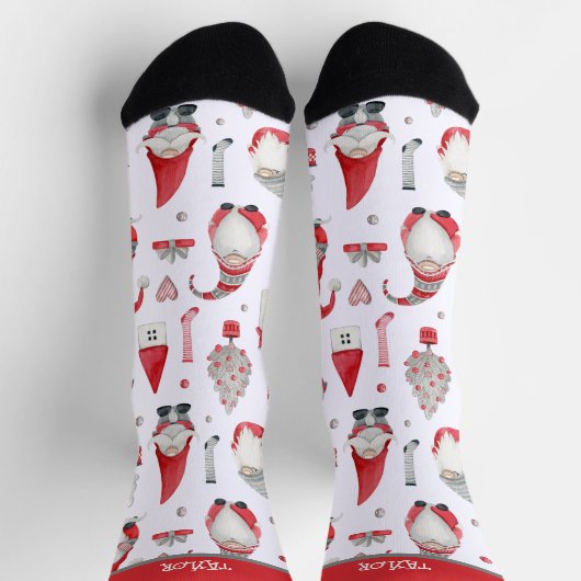 Personalized Christmas Gnome Pattern Socken (Oben)