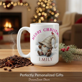 Personalized Christmas Gnome Watercolor Kaffeetasse