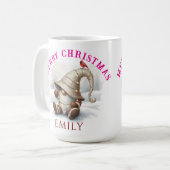 Personalized Christmas Gnome Watercolor Kaffeetasse (Vorderseite Links)