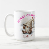 Personalized Christmas Gnome Watercolor Kaffeetasse (Links)