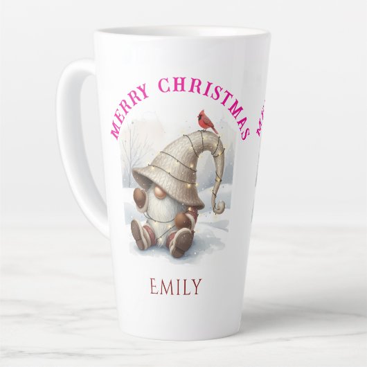 Personalized Christmas Gnome Watercolor Milchtasse (Linke Ecke)