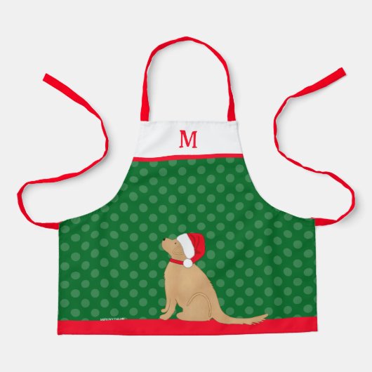 Personalized Christmas Golden Santa Dog Apron Schürze (Vorderseite)