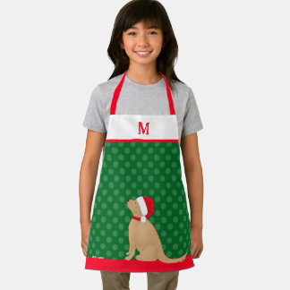 Personalized Christmas Golden Santa Dog Apron Schürze