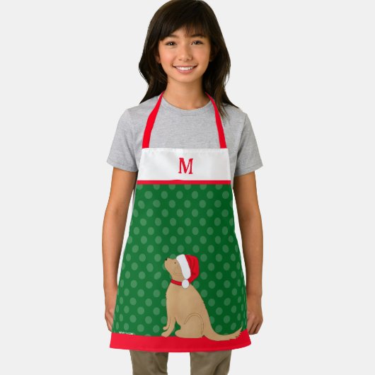 Personalized Christmas Golden Santa Dog Apron Schürze (Insitu)