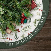 Personalized Christmas Greenery & Red Berries Polyester Weihnachtsbaumdecke