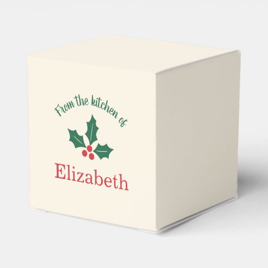 Personalized Christmas Holiday Kitchen Holly Berry Geschenkschachtel (Rückseite)