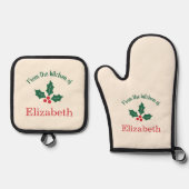 Personalized Christmas Holiday Kitchen Holly Berry Ofenhandschuh & Topflappen-Set (Vorderseite)