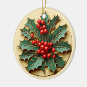 Personalized Christmas Holly Keramik Ornament (Links)