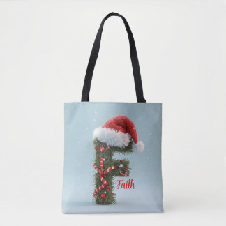 Personalized Christmas Initial Tote Bag with Custo Tasche