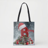 Personalized Christmas Initial Tote Bag with Custo Tasche (Vorderseite)