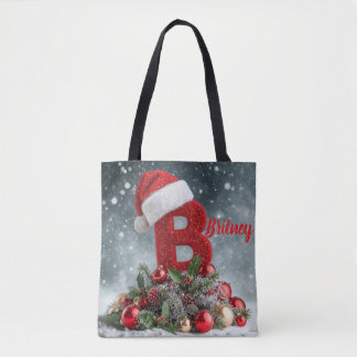 Personalized Christmas Initial Tote Bag with Custo Tasche