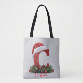 Personalized Christmas Initial Tote Bag with Custo Tasche