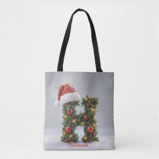 Personalized Christmas Initial Tote Bag with Custo Tasche