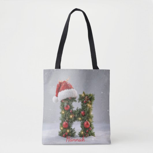 Personalized Christmas Initial Tote Bag with Custo Tasche (Vorderseite)
