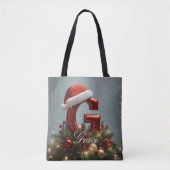 Personalized Christmas Initial Tote Bag with Custo Tasche (Vorderseite)