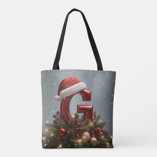 Personalized Christmas Initial Tote Bag with Custo Tasche (Rückseite)