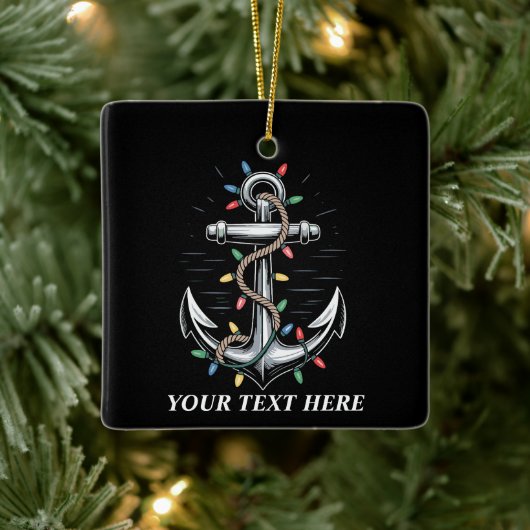 Personalized Christmas Lights Boating Sailing  Keramikornament (Baum)