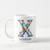 Personalized Christmas Lights Monogram Initial X Kaffeetasse (Links)