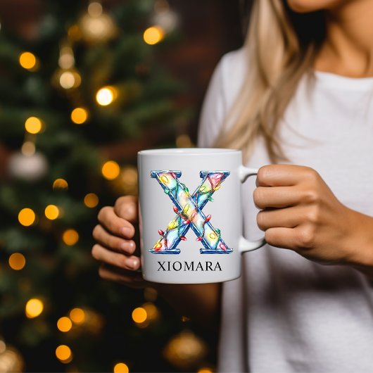 Personalized Christmas Lights Monogram Initial X Kaffeetasse