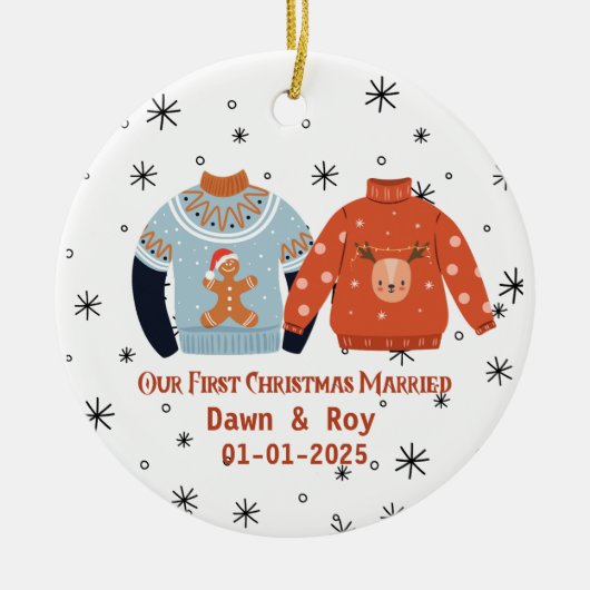 Personalized Christmas Married Ornament, Custom  Keramik Ornament (Vorne)