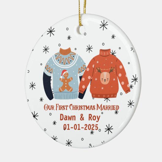 Personalized Christmas Married Ornament, Custom  Keramik Ornament (Links)
