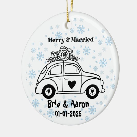 Personalized Christmas Married Ornament, Custom Keramik Ornament (Links)