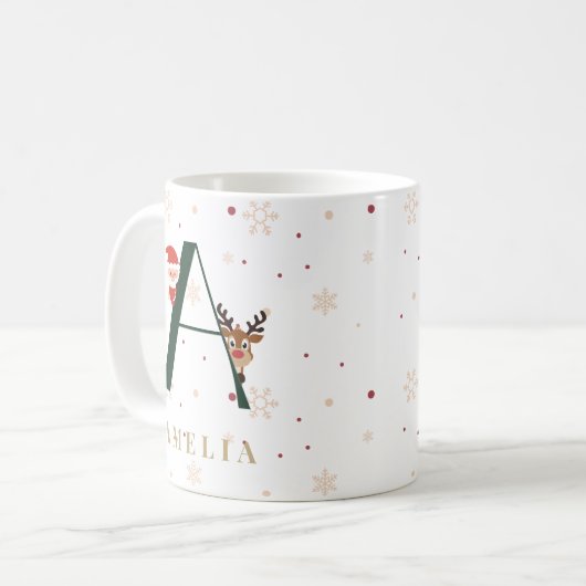 Personalized Christmas Monogram A Mug Kaffeetasse (Vorderseite Links)