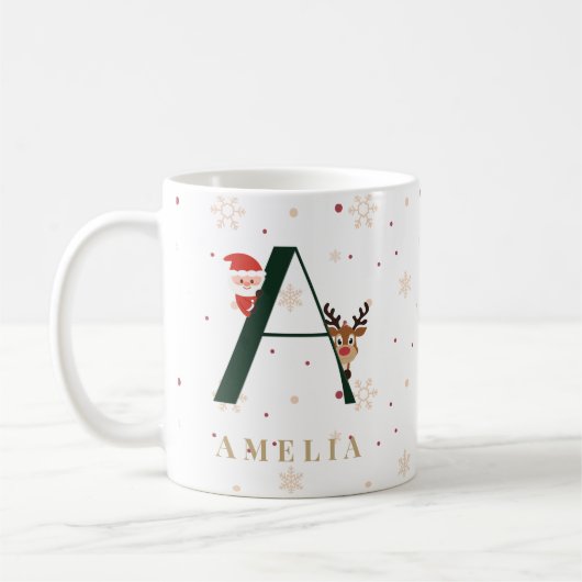 Personalized Christmas Monogram A Mug Kaffeetasse (Links)