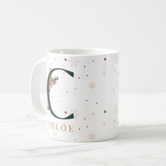 Personalized Christmas Monogram C Mug Kaffeetasse (Vorderseite Links)