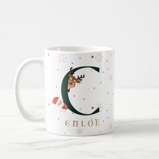 Personalized Christmas Monogram C Mug Kaffeetasse (Links)