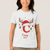 Personalized Christmas Monogram C Santa Hat Tri-Blend Shirt (Vorderseite)