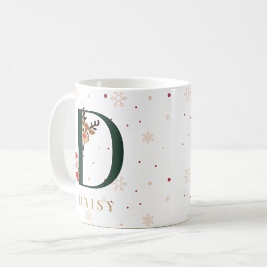 Personalized Christmas Monogram D Mug Kaffeetasse (Vorderseite Links)