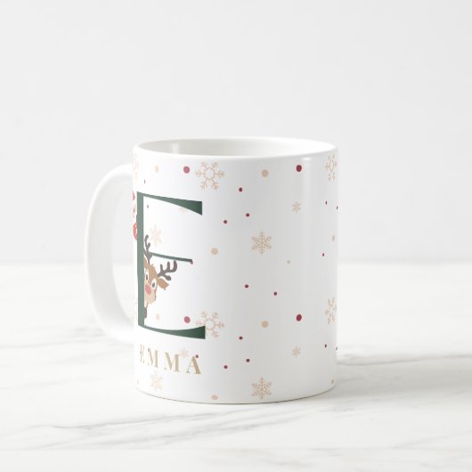 Personalized Christmas Monogram E Mug Kaffeetasse (Vorderseite Links)