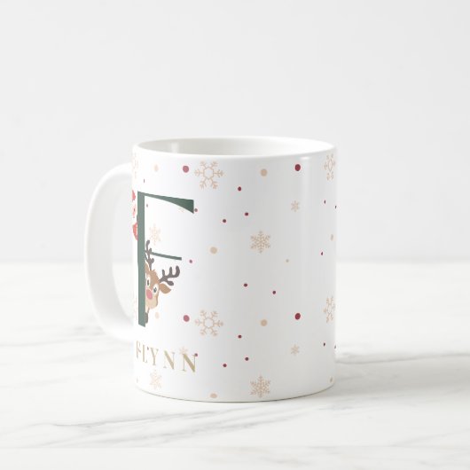 Personalized Christmas Monogram F Mug Kaffeetasse (Vorderseite Links)