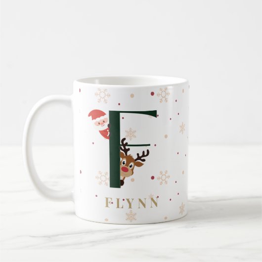Personalized Christmas Monogram F Mug Kaffeetasse (Links)