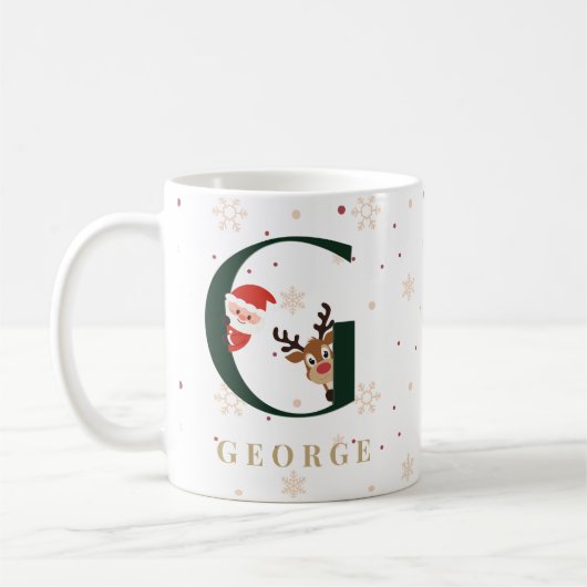 Personalized Christmas Monogram G Mug Kaffeetasse (Links)
