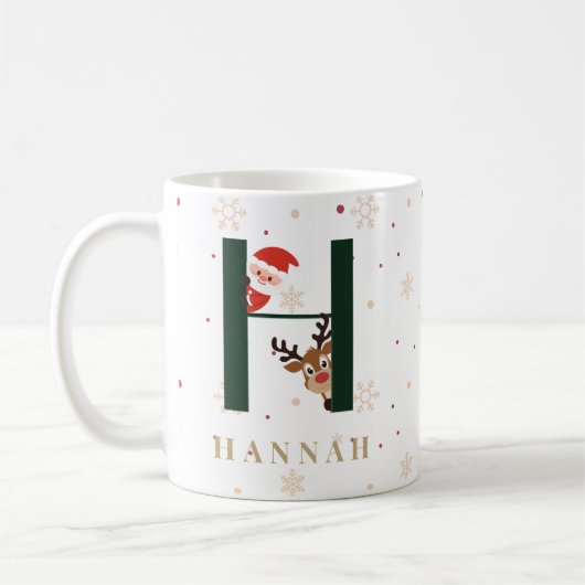 Personalized Christmas Monogram H Mug Kaffeetasse (Links)